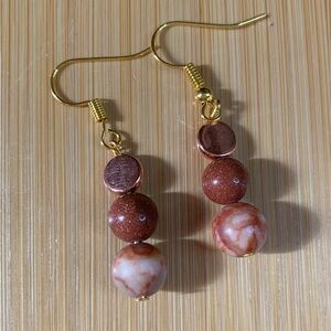 Elegant Gold and Brown Beaded Earrings